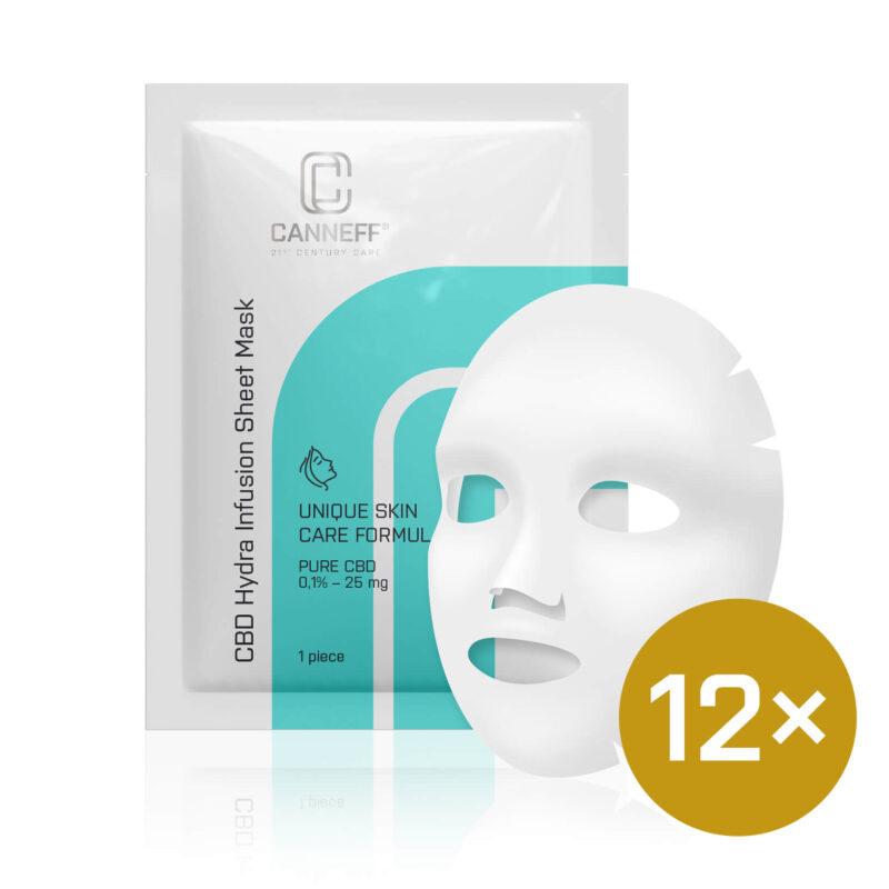 Výhodná sada 12 ks CANNEFF® CBD Ultra hydratačních plátýnkových masek