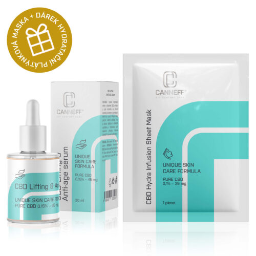 CBD Liftingové a anti-age sérum s pentapeptidem-5 + CBD Plátýnková maska ZDARMA